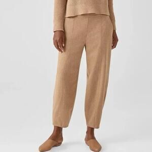 Eileen Fisher Wool Lantern Ankle Work Pant Womens XL Elastic Waist Barrel